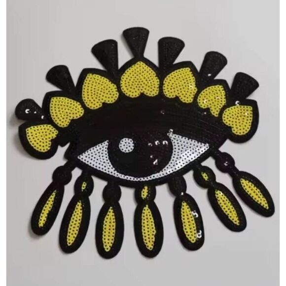 NWOT Drippy Yellow Eyeball Appliques - Picture 3 of 3